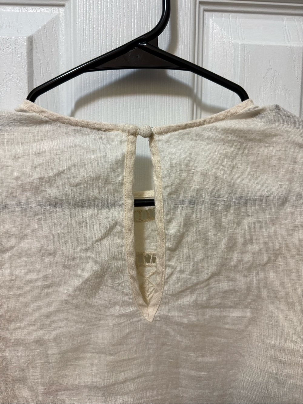 Abercrombie & Fitch angel sleeve embroidered cropped 100% linen blouse - Picture 8 of 9